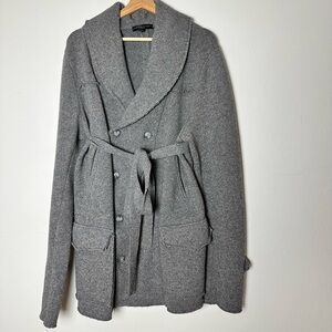 Daniele Fiesoli Italy Wool Blend Tie Waist Chacket Gray M Quiet Luxury Cozy Warm